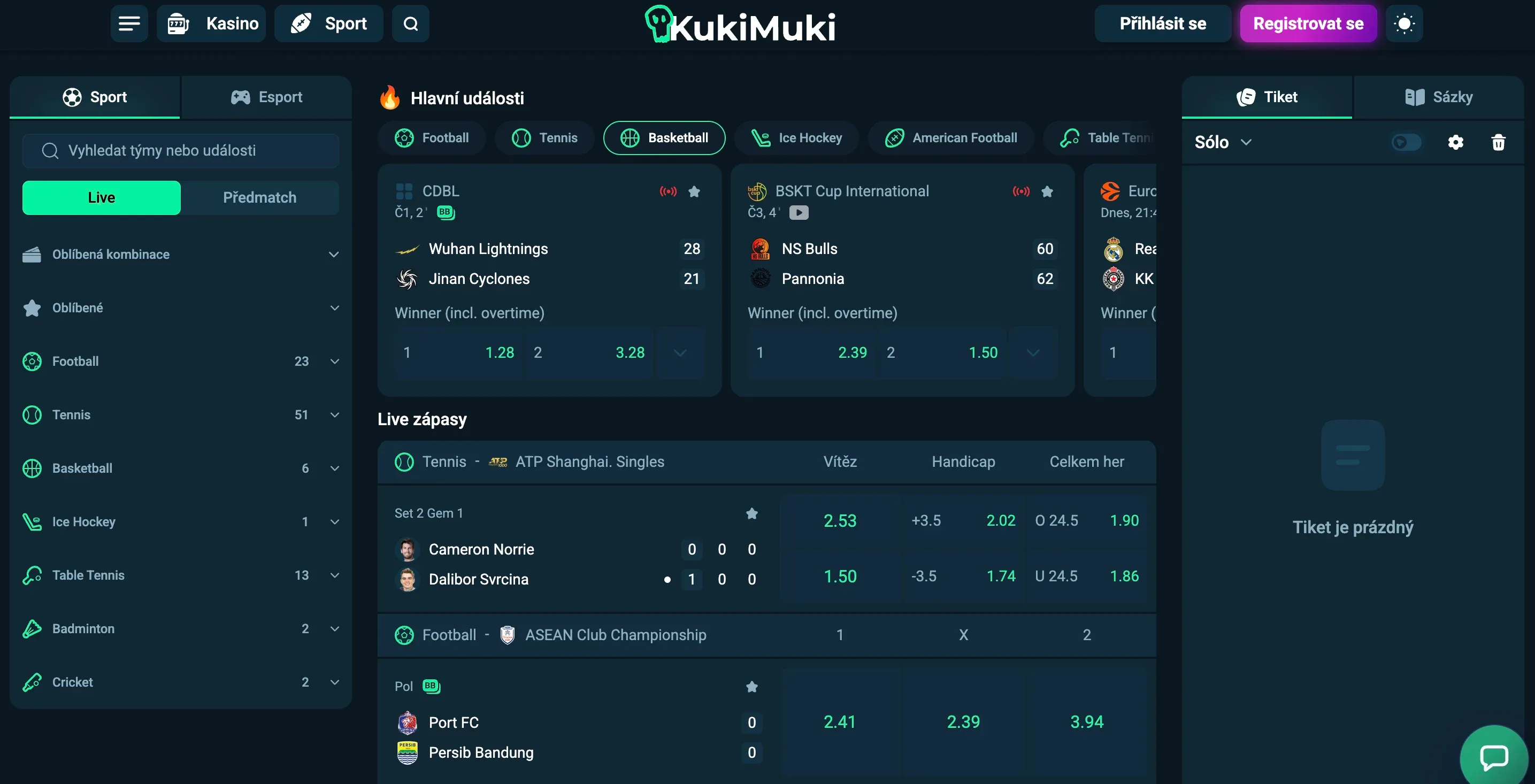 Live sázení na Kukimuki